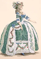 Ein aufwendiges königliches Hofkleid, graviert von Dupin, Tafel Nr. 272 aus 